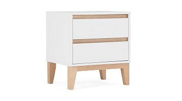 Тумба прикроватная Orel, цвет Белый премиум + Дуб сонома